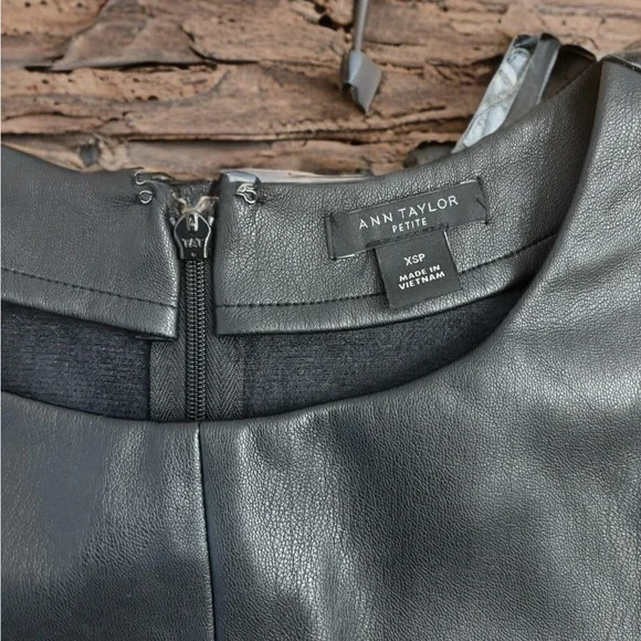 Ann Taylor Black Faux Leather Blouse - Picture 3 of 3